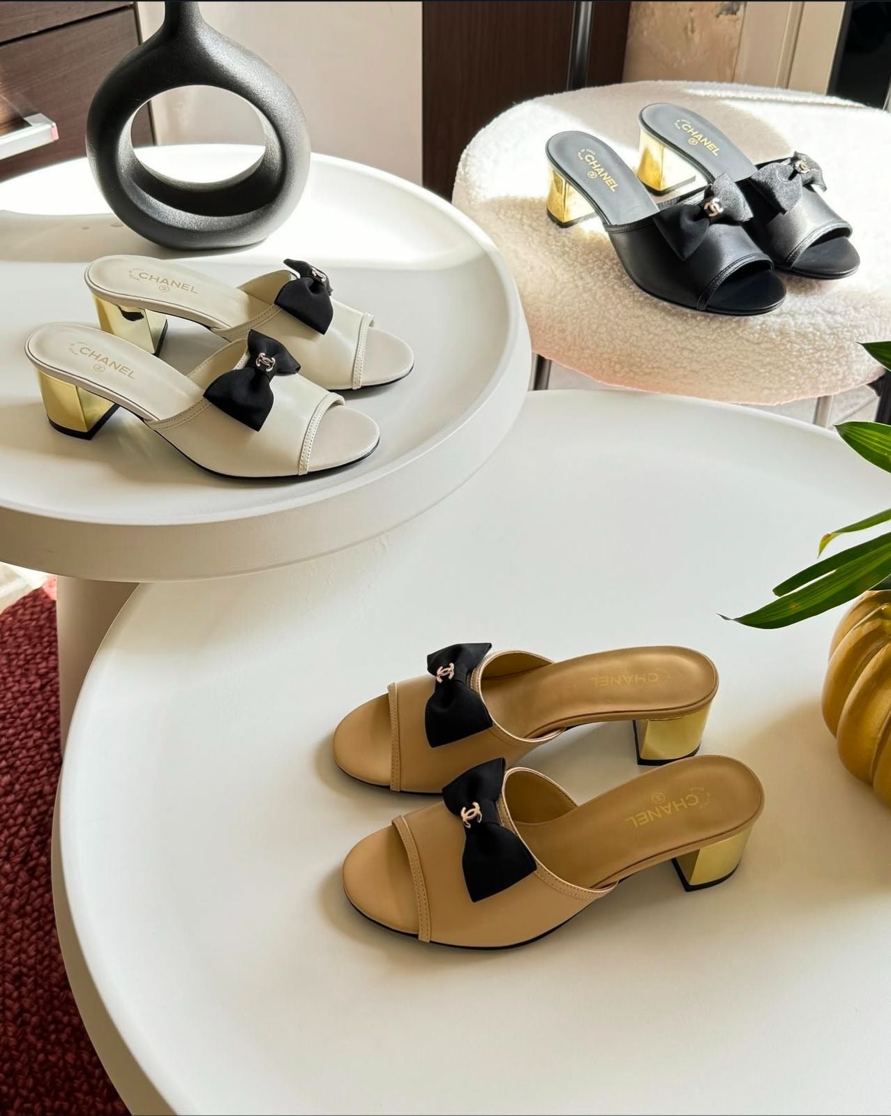 Bow-Accent Block Heels