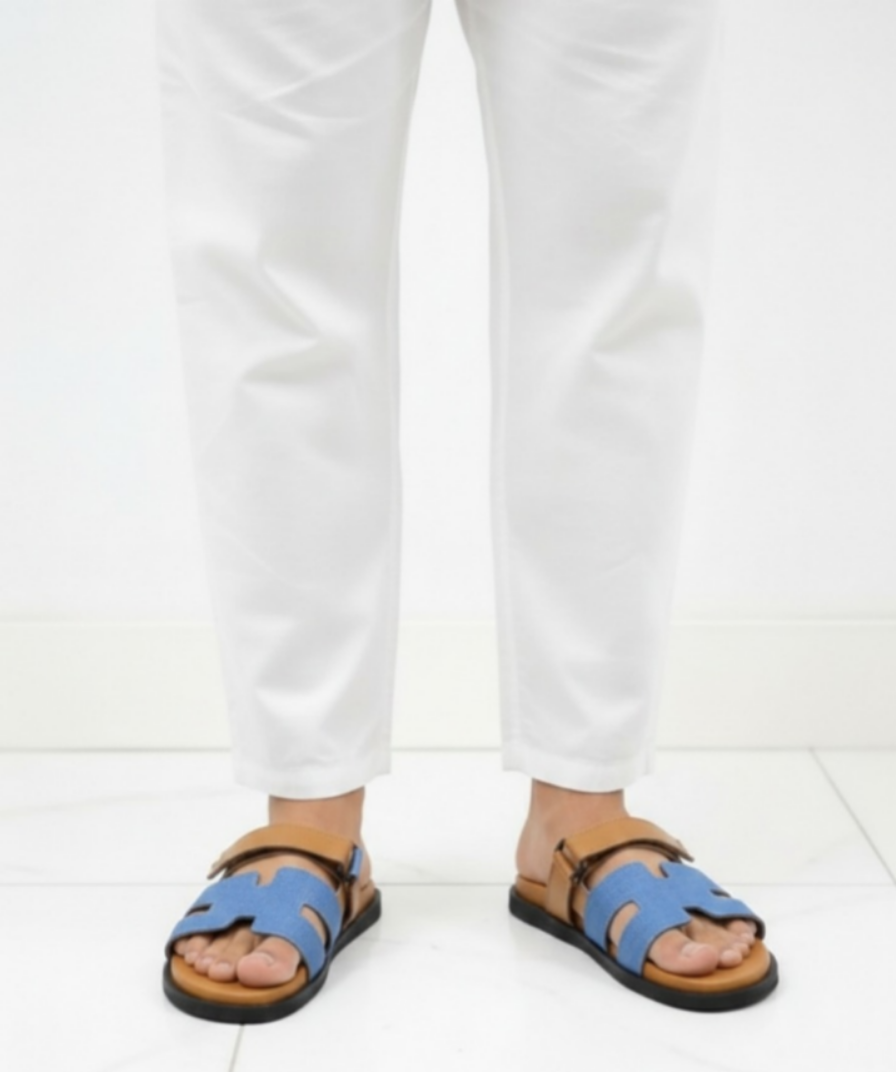 Men’s Exclusive Contour Leather Sandals Denim