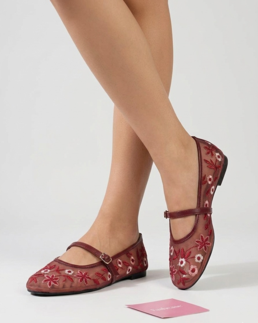 Maroon Embroidered ZR Pumps