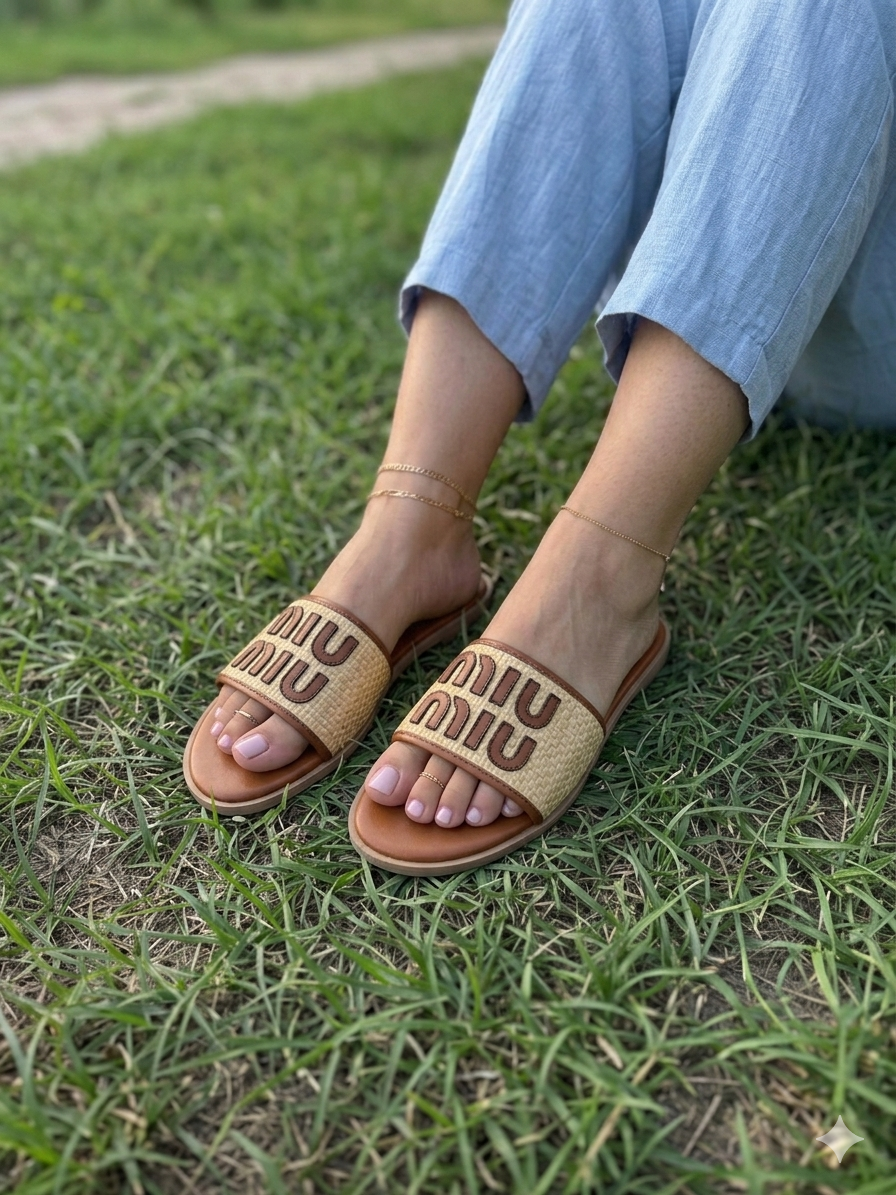 Brown Woven Flats