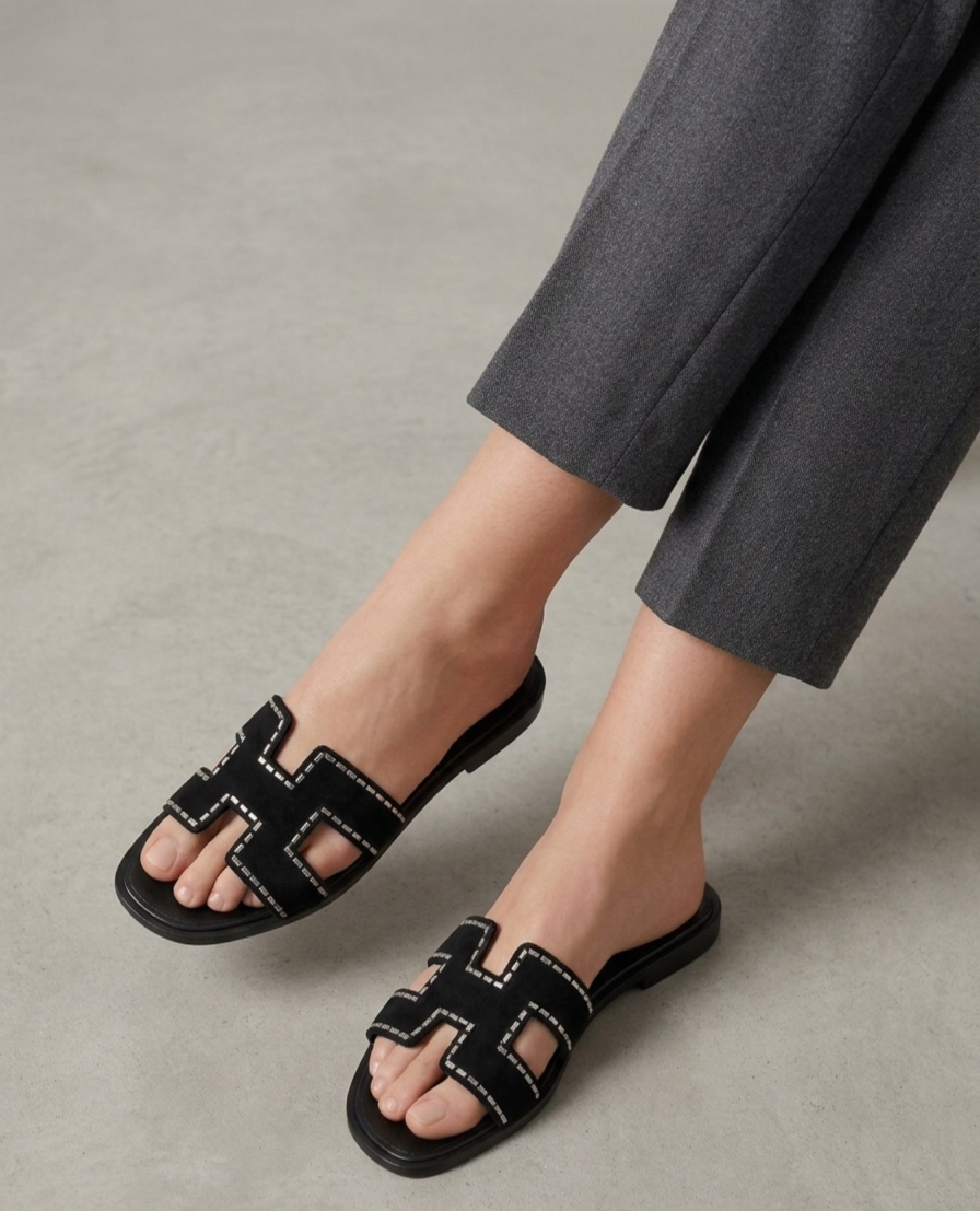 Velvet Edge Black Flats