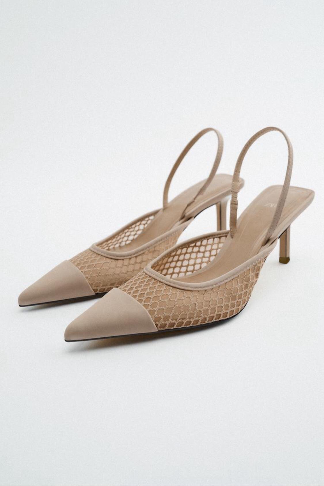 Beige Point-Pump Heels