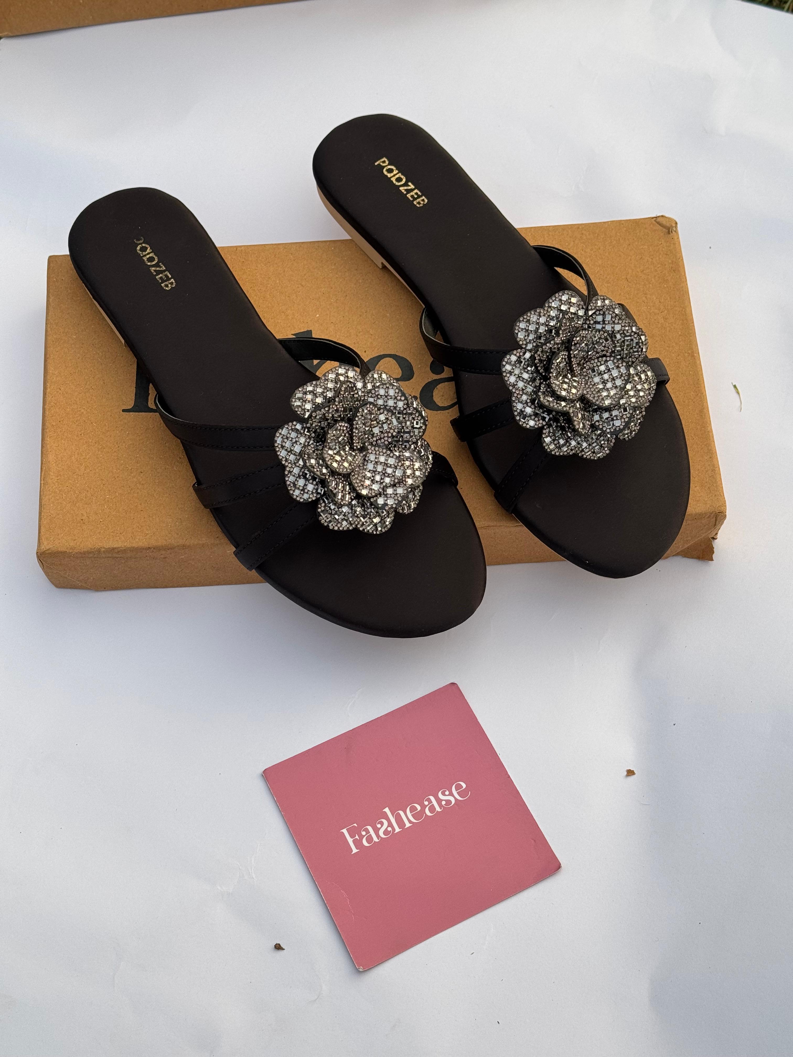 Black Sia Bloom Flats