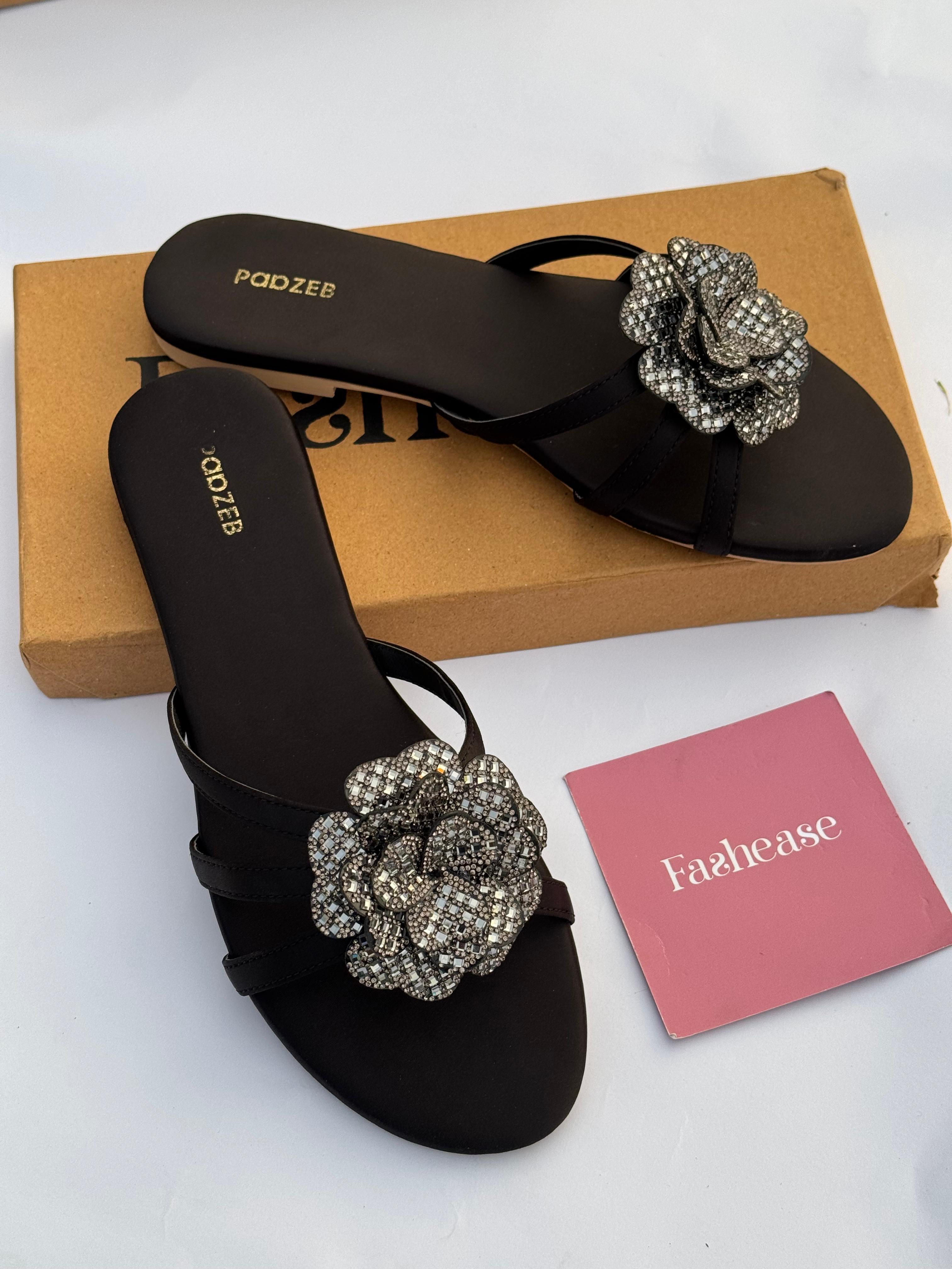 Black Sia Bloom Flats