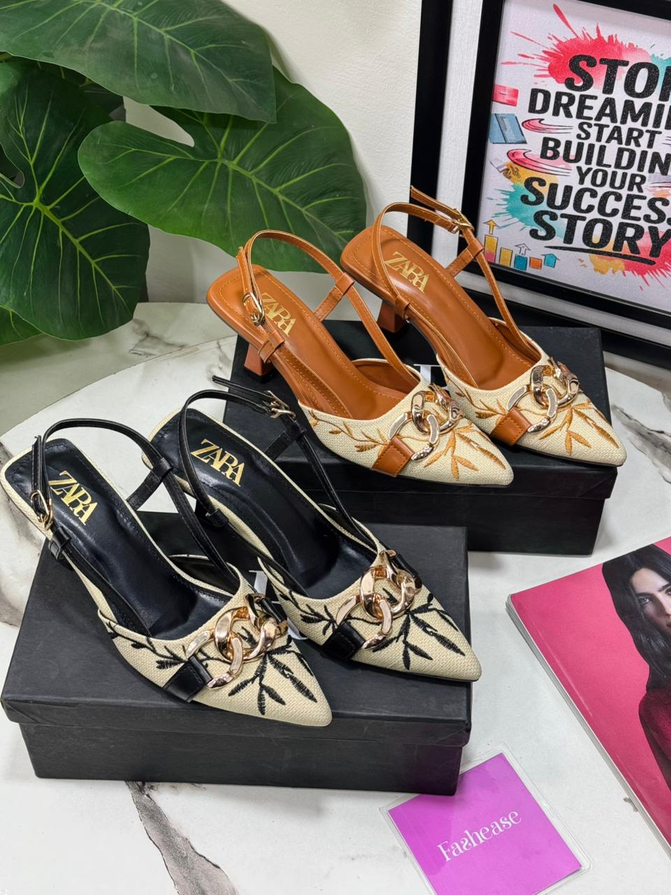 Floral Embroidered Heels