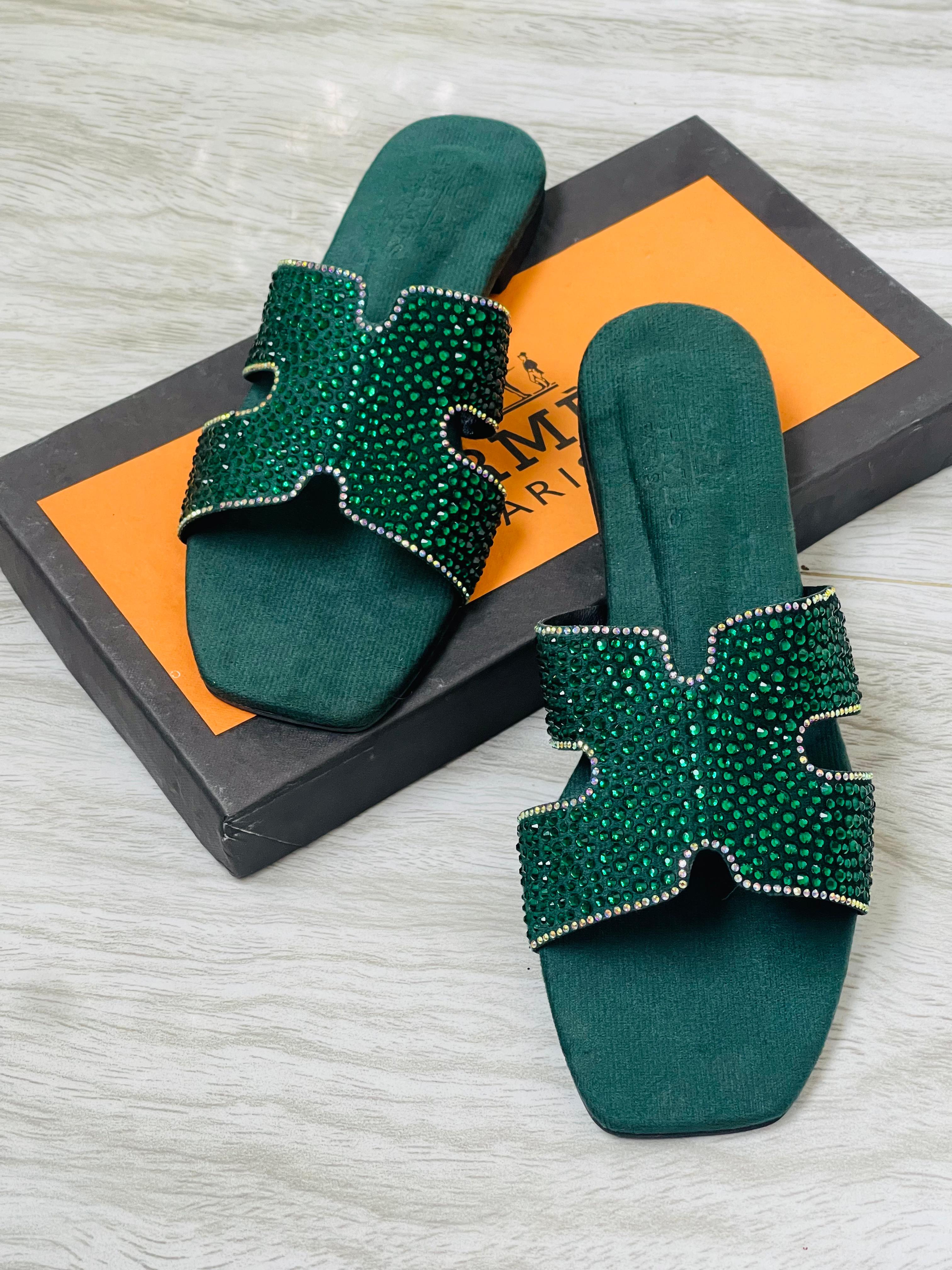 Rhinestone Hermes Flats
