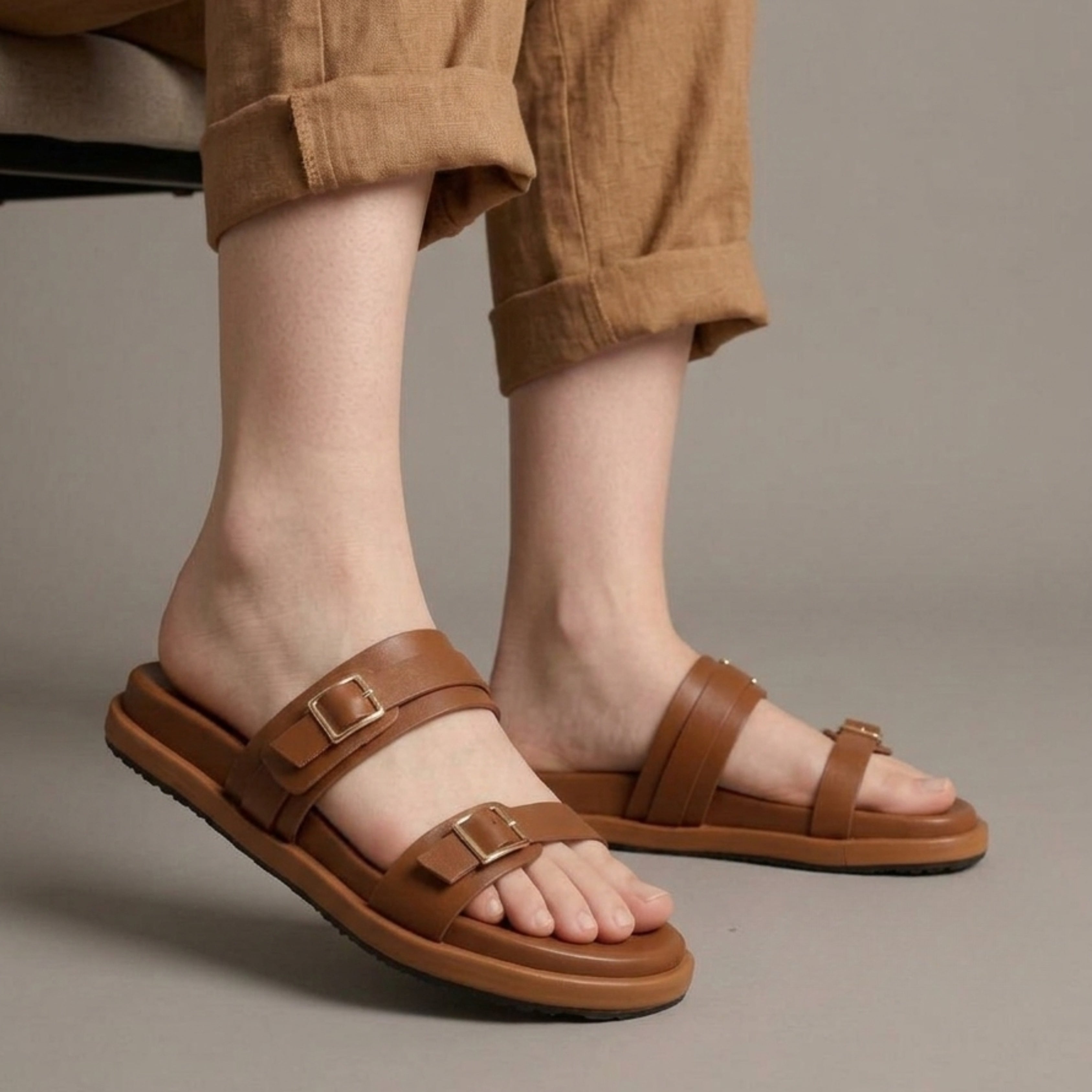 Brown Imperial Strap Slides