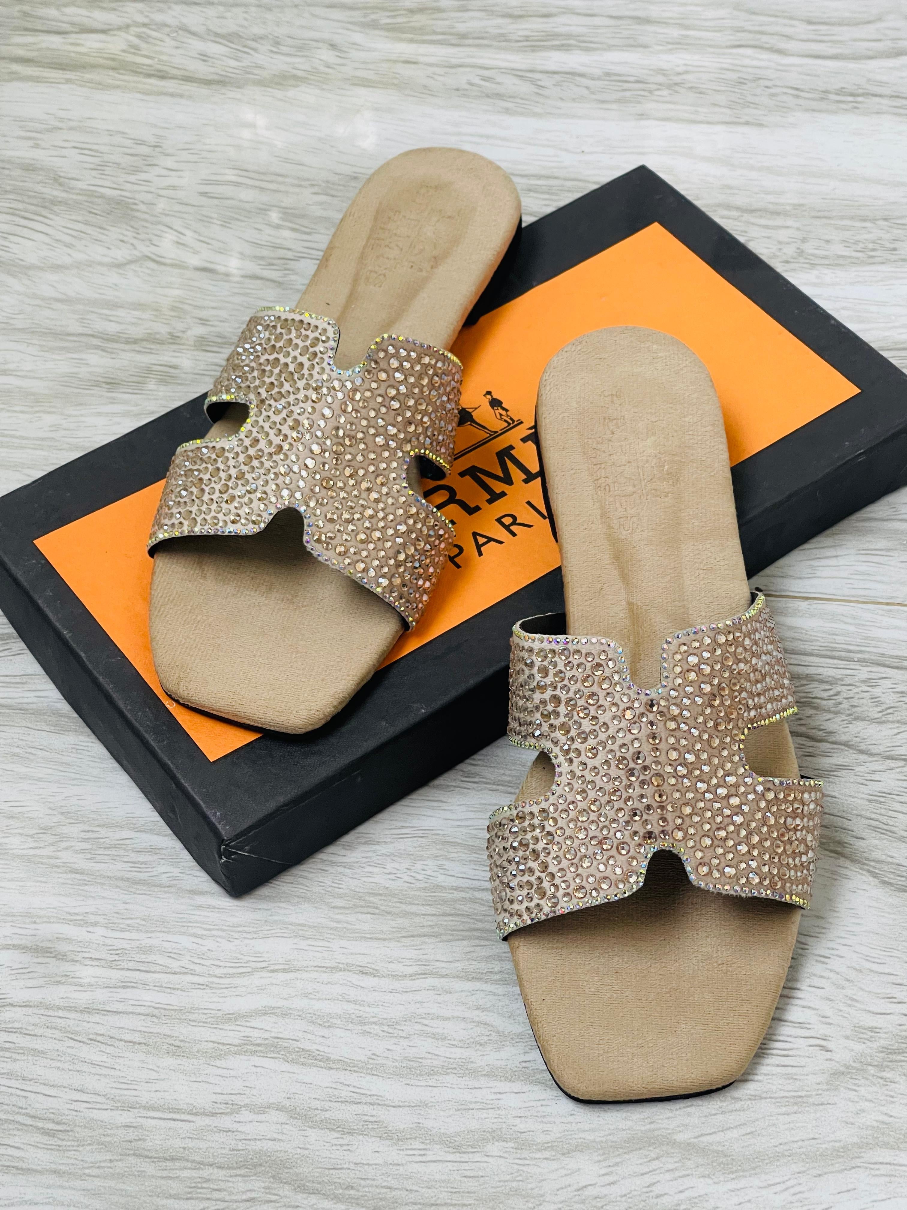 Rhinestone Hermes Flats