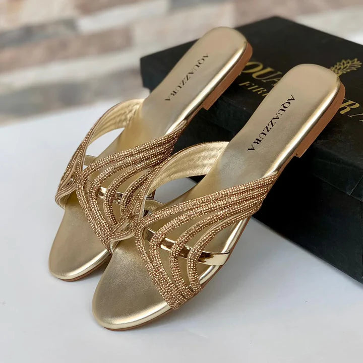 Shiny Aquazura Slides