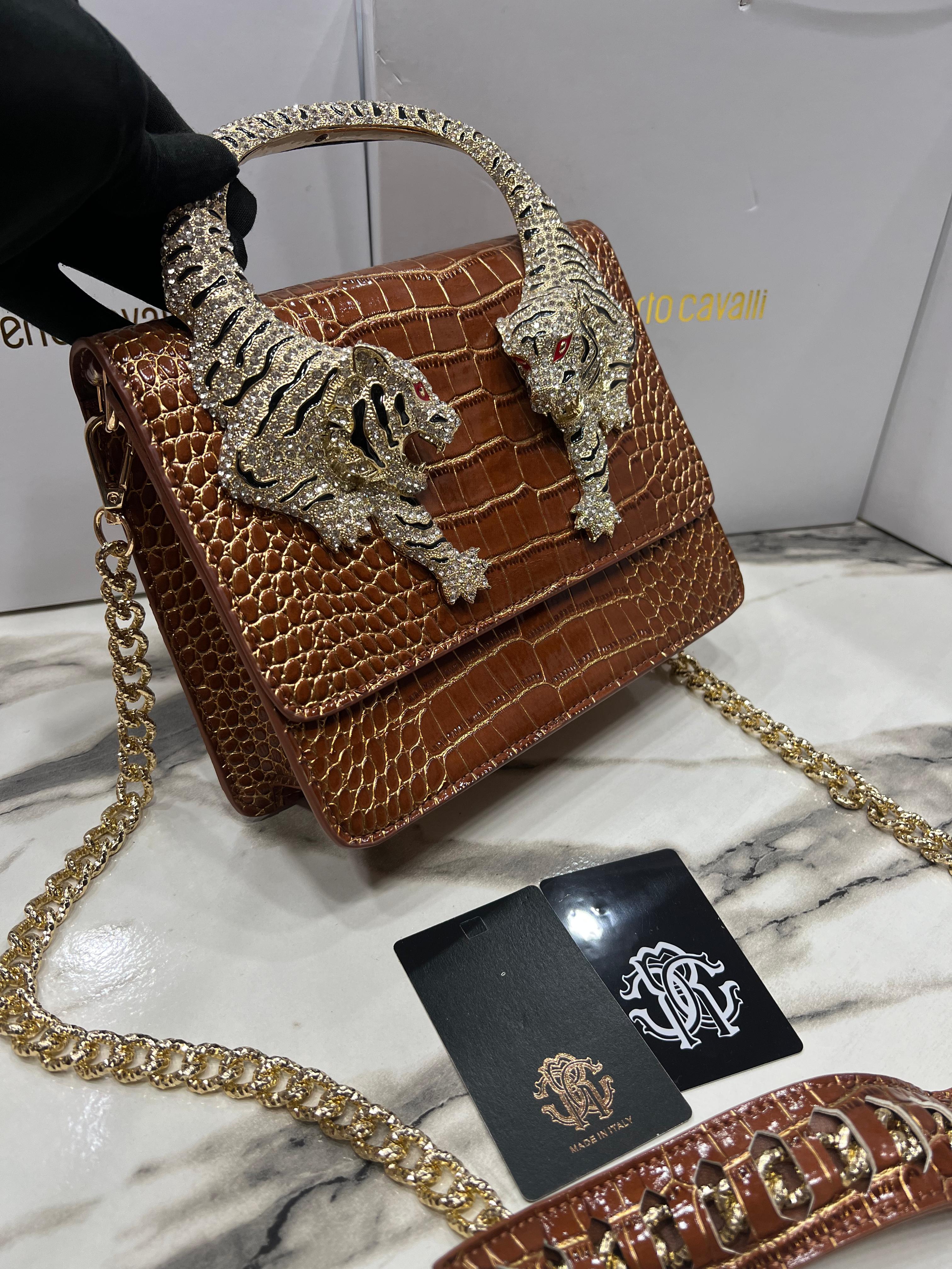 Roberto Cavali Tiger Handle Bag